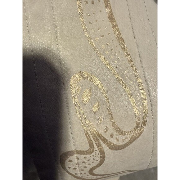 Vintage Womens Hip Belt White Soft Leather Bohemian Hand Painted 70s - Picture 7 of 7